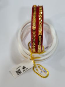 LISA JEWELLERS Bracelets Joncs en Or Massif 22K Rouge Pola pour Femme, Bijoux Traditionnels Bengalis de Mariage Vintage, Authentiques et Purs - Product Image 2