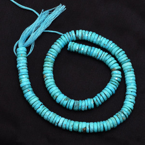 Cuentas Heishi facetadas de turquesa de 8 mm, turquesa azul de Arizona natural y rara, piedras semipreciosas en forma de moneda para la fabricación de joyería. - Product Image 1