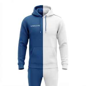 Ensemble de survêtement pour homme, bleu et blanc, à blocs de couleur, avec pantalon de survêtement décontracté à longueur intégrale et poches latérales, coupe classique, pour l'automne - Product Image 6