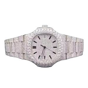 Reloj de Cuarzo Digital Clásico de Lujo con Diamante de Laboratorio Moissanite VVS de Alta Calidad, Cristal de Zafiro, Correa de Acero Inoxidable, Unisex - Product Image 3