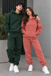 Ensemble sweat-shirt à capuche et pantalon de jogging unisexe, couleur unie, coupe ample, longueur intégrale, tenue décontractée d'automne, 100% coton - Product Image 1