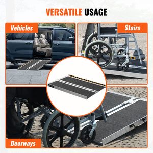 <b>Portable</b> 2 ft Aluminum Folding Mobility Scooter Ramp Wheel 800 Lbs Capacity Non-Slip <b>Wheelchair</b> Threshold Handicapped Scooters - Product Image 6