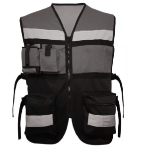 Chaleco de Seguridad Reflectante de Alta Visibilidad, Ropa de Trabajo de Poliéster con Bolsillos y Cierre de Cremallera, Gris, Unisex - Product Image 6