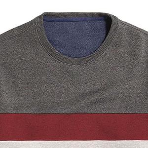 Suéter de Punto con Cuello Redondo para Hombre, Corte Regular, Diseño a Rayas, Informal de Otoño, de Algodón, Gris, Rojo, Blanco, Sudadera para Hombre - Product Image 6