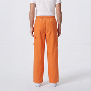 Men's Elastic Waist Cargo Windbreaker Pants Straight Fit Lightweight 100% Nylon Polyester Summer Loose Fit <b>Wind</b> <b>Breaker</b> Trouser - Product Image 2
