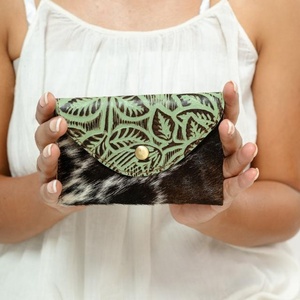 New Arrival Stylish Embossed Floral Print Fur Leather Card Coin Case Wallets Rectangle Credit Card Holder Case <b>Cute</b> Card <b>Purses</b> - Product Image 1