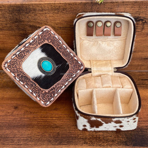 2024 luxe en gros en cuir repoussé à la main grande boîte à bijoux haute qualité concepteur cuir de vachette voyage bijoux organisateur étui - Product Image 3