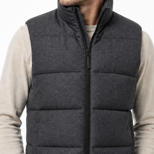 Chaleco Acolchado Clásico Gris Oscuro para Hombre, con Cuello Alto, Cierre Completo, Sin Mangas, Chaqueta de Invierno - Product Image 2