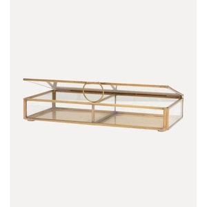 New Geometric <b>Glass</b> Jewelry Box With Metal Frame Transparent Display Case For Storage Organizers 1-3L Capacity Modern Design - Product Image 3