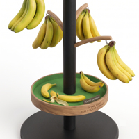 Maßgefertigtes Bananen-Displayregal - Freistehender Metall-Bananenständer mit Logo für Supermärkte, Bio-Lebensmittelmarkt