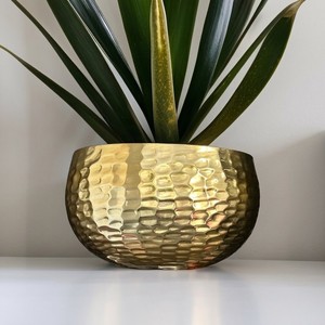 Maceta Moderna de Metal Forjado a Mano con Patrón Circular, Electrochapada, Duradera, de Gran Capacidad, para Escritorio/Mesa - Product Image 3
