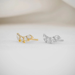 18k Gold Plated Diamond Marquise <b>Stud</b> <b>Earring</b> Graduated Cluster Design Sparkling Natural Diamond Pair Women's Fine Jewelry - Product Image 6