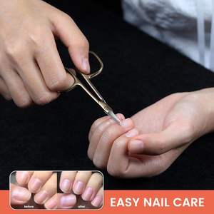 Ciseaux à cuticules professionnels en acier inoxydable de 9,5 cm, à pointe carrée et courbée, pour droitiers, coupe-ongles, éliminateur de cuticules, manucure - Product Image 1