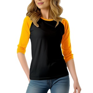 T-shirts Raglan à Ourlet Droit pour Femmes, Tailles Standard et Grandes Tailles, Manches Contrastantes, Personnalisables, Confortables pour le Quotidien – Vente en Gros - Product Image 2