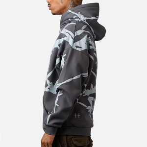 Sudadera con Capucha para Hombre, Diseño de Alambre de Púas Gris, Estilo Urbano, con Bolsillo Canguro - Product Image 6