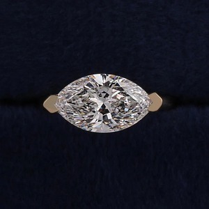 Bague de fiançailles de luxe pour femme SHIVRAM DIAMOND, diamant de laboratoire taille marquise, demi-sertissage solitaire, or jaune 14 carats, certifiée IGI - Product Image 5