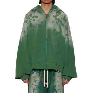 Chándal de lavado ácido para hombre de gran tamaño desgastado Sun Faded Heavyweight mejor calidad Zip Up Drop Shoulder Chándal para hombres 2026 - Product Image 1