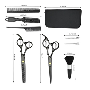 Kits de ciseaux de coiffure professionnels, ciseaux de barbier personnalisés, ciseaux à effiler, rasoir et étui en cuir à bas prix - Product Image 3