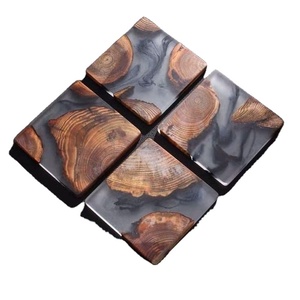Juego de posavasos de resina de madera epoxi cuadrada de calidad ARTESANAL efecto océano posavasos promocionales decorativos para decoración del hogar - Product Image 1