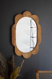 Round Wooden <b>Frame</b> Wall Mirror Minimalist Nordic Style Decorative Mirror for Bathroom Bedroom Living Room Home - Product Image 4