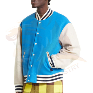 Top Sale Men's Winter Varsity Jackets New Arrival Waterproof Customized Size Button up Closure <b>Stand</b> Collar Front Logo - Product Image 5