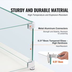 15 X 15 X <b>7</b> Inch Clear Tempered Wind Guard for Square Gas <b>Fire</b> Pit 0.31 Inch Thick Accessory Fireplace Set & Accessory - Product Image 3