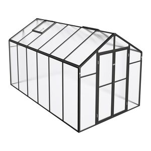 Serre de jardin en polycarbonate de style Alumi Pavilion 8 x 12 pieds avec 2 fenêtres de ventilation et porte à charnières, serre extérieure - Product Image 1