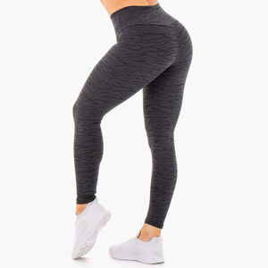 Leggings de yoga taille haute à carreaux grande taille en tissu Spandex/Nylon, pantalon de sport froncé aux fesses, taille élastique, respirant, haute qualité - Product Image 3