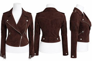 Factory Direct Women <b>suede</b> Leather <b>Jackets</b> with fringes Fashionable - Product Image 3
