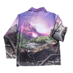 เสื้อโปโลตกปลาผู้ชายผ้าสแปนเด็กซ์/โพลีเอสเตอร์อ๊อกซ์ฟอร์ดกันน้ำแบบสั่งทำพิเศษ แขนยาว พิมพ์ลายแบบซับลิเมชั่น ป้องกันรังสียูวี UPF 50 แห้งเร็ว - Product Image 2