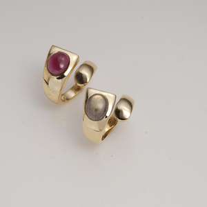 Garnet <b>Ring</b> Brass Gold Plated <b>Open</b> Band Handmade Statement <b>Ring</b> Modern Designer Bold Jewelry Adjustable Gift for Women - Product Image 5