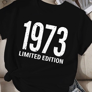 Camiseta Comfit de Edición Limitada de 1973 para Mujer, Informal, de Poliéster, Cuello Redondo, Manga Corta, con Estampado - Product Image 1