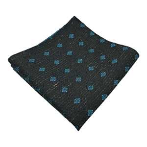 Large cravate géométrique noire en cachemire et mouchoir de poche pour marié - Product Image 1