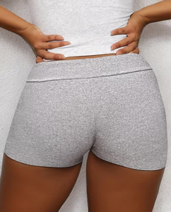 Women's Mid <b>Waist</b> Custom Color Polyester/Cotton Knitted Summer Shorts <b>with</b> Drawstring Casual Breathable Customizable Fit - Product Image 5