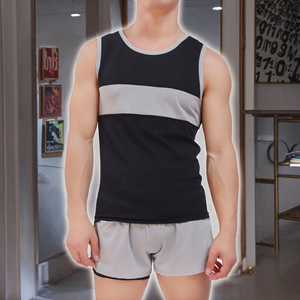 เสื้อกล้ามถักคอโอเวอร์ไซส์สีดำเทาสำหรับผู้ชาย ระบายอากาศได้ดี สวมใส่สบาย - Product Image 5