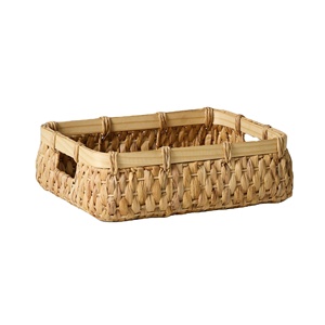 Cesta de Almacenamiento Redonda Tejida a Mano con Jacinto de Agua Natural y Asas, Cesto de Ropa Redondo Ecológico, Organizador para el Hogar - Product Image 1