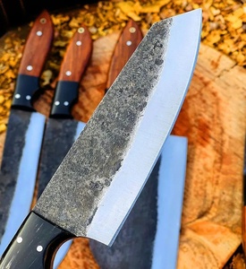 Handmade Kitchen Cutlery <b>Set</b> with Hammered Blade and Wood Chef <b>Knife</b> <b>Set</b> Leather Sheath Survival Hunting <b>Knives</b> A&M Enterprises - Product Image 1