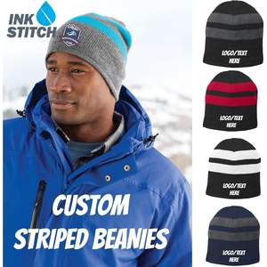หมวกบีนนี่ลายทางสำหรับ2025อุปกรณ์กีฬาฤดูหนาวปักโลโก้ตามสั่งและมีสไตล์ - Product Image 3