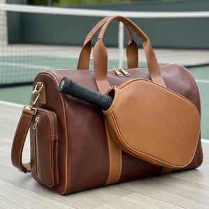 Organizador de palas de pickleball de cuero hecho a mano con correa de hombro ajustable y múltiples compartimentos de almacenamiento a precio de mayorista - Product Image 3