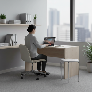 Minimalist Round <b>Stool</b> With Stainless Steel Legs Lightweight Plastic Seat For Home Office Medical Use - Product Image 5