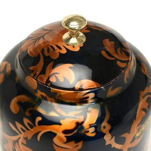 Magnifique distributeur d'eau en cuivre noir et or avec motif floral, robinet et couvercle en cuivre - Product Image 5