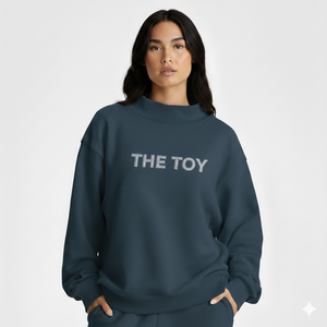 เสื้อสเวตเชิ้ตคอเต่าทรงโอเวอร์ไซส์สำหรับผู้หญิง สีเหลืองมัสตาร์ด ปักตัวอักษรด้านหน้า แขนยาวปกติ ผ้าถักนิตติ้ง ผ้าฝ้าย ใส่ได้ในฤดูใบไม้ร่วง - Product Image 5