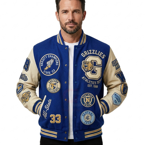 Veste universitaire pour homme de haute qualité, broderie chenille, manches en cuir, patch personnalisé, veste de baseball style Letterman. - Product Image 6