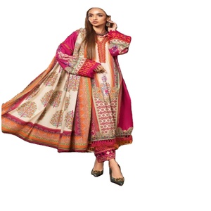 Recién llegado, 3 piezas para mujer, diseño moderno de alta calidad, sin costuras, totalmente bordado, algodón de gasa para césped, ocasión especial India - Product Image 1