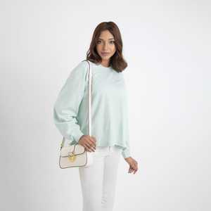 Sudadera Extra Grande Verde Menta para Mujer |   Camiseta de Manga Larga con Hombros Caídos y Cuello Redondo |   Fabricante OEM/ODM Personalizado - Product Image 2