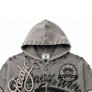 Chaqueta con Capucha y Cremallera Extra Grande para Hombre READY TO WIN INDUSTRIES, Diseño con Parche Bordado con el Logotipo 2026, Estilo Urbano - Product Image 5
