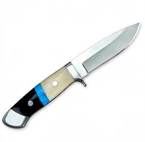 Couteau utilitaire à lame fixe artisanal, manche personnalisé en os composite et résine turquoise, couteau de découpe en acier inoxydable - Product Image 2