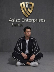 <b>Black</b> Polyester/Cotton Eco-Friendly Tracksuit Set Zip-Up Jacket Drawstring <b>Pants</b> Elastic Waist Side Pockets Plus Size Loose Fit - Product Image 3