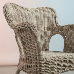Ergonomic High-<b>Back</b> <b>Support</b> Coastal Antique Design Dining <b>Chair</b> Microfiber Upholstery Durable 100% Natural Rattan Dining - Product Image 6
