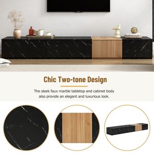 Mobile TV Moderno di Tendenza con Finitura Effetto Marmo e Venature del Legno di Noce, Centro di Intrattenimento Componibile per TV fino a 88 Pollici - Product Image 4